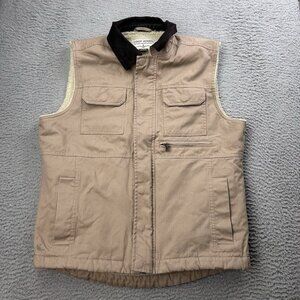 Cody James Western Sherpa Lined Vest Mens Size Medium Full Zip Beige